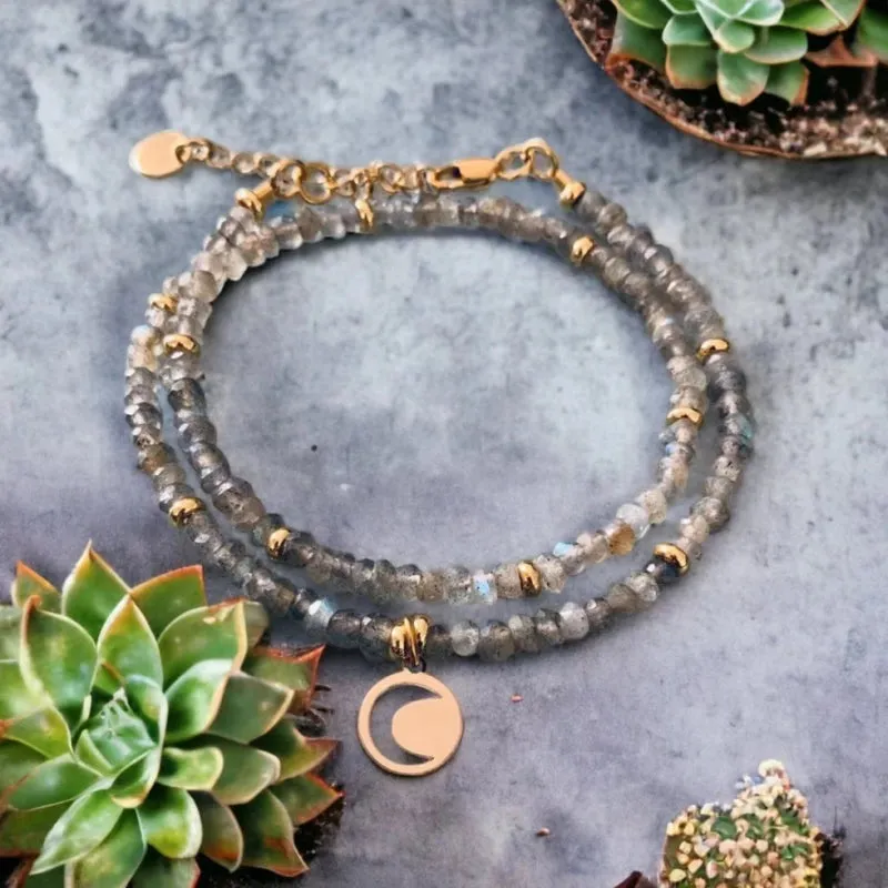 Clover Moon Bracelet and Labradorite Beads | Gift Idea | Women's Gift | Perfect Women's Jewelry