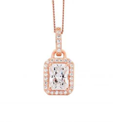 CZ Emerald Cut Pendant - 3 colours