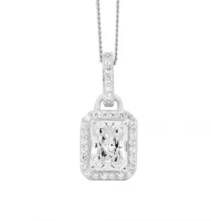 CZ Emerald Cut Pendant - 3 colours