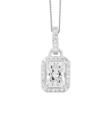 CZ Emerald Cut Pendant - 3 colours