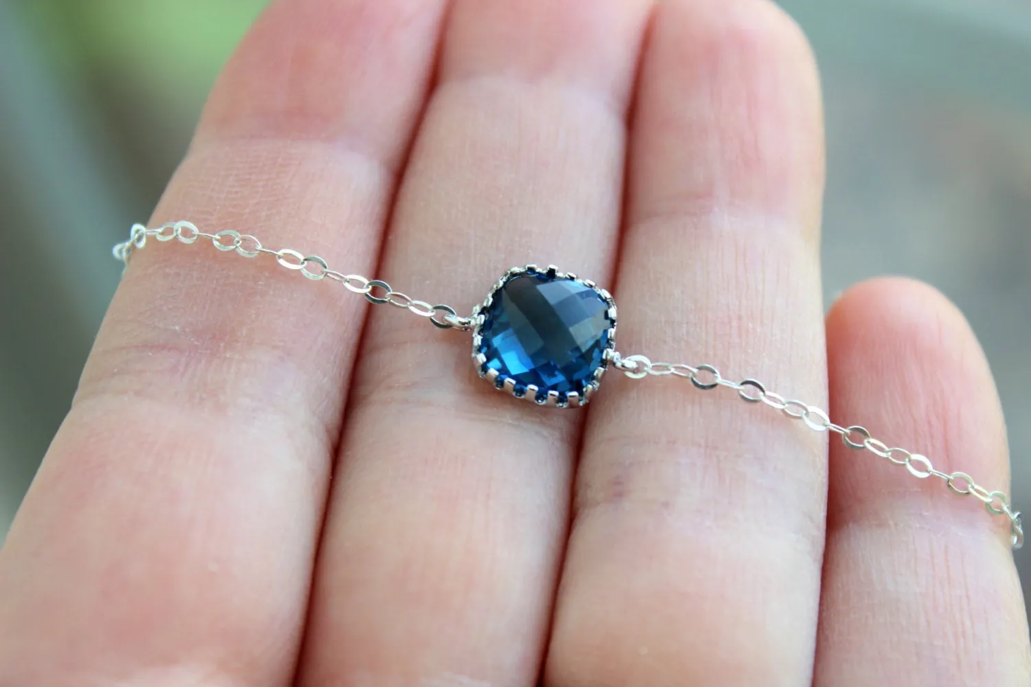 Dainty Bracelet Sapphire Navy Jewelry Blue Bracelet Sterling Silver Bracelet Bridesmaid Bracelet Bridal Bracelet Sapphire Wedding Jewelry