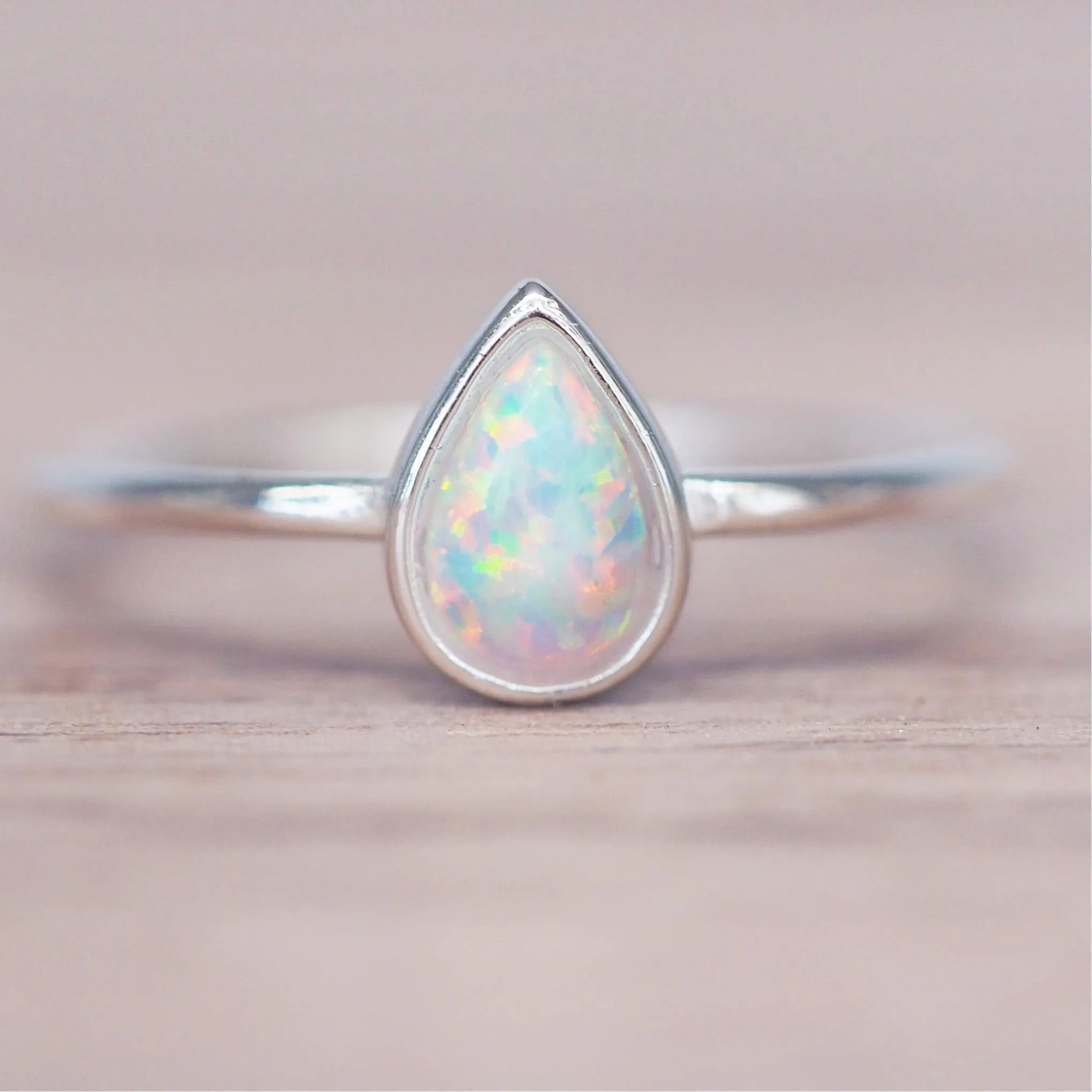 Dainty Tear Drop Opal Ring