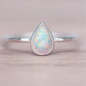 Dainty Tear Drop Opal Ring