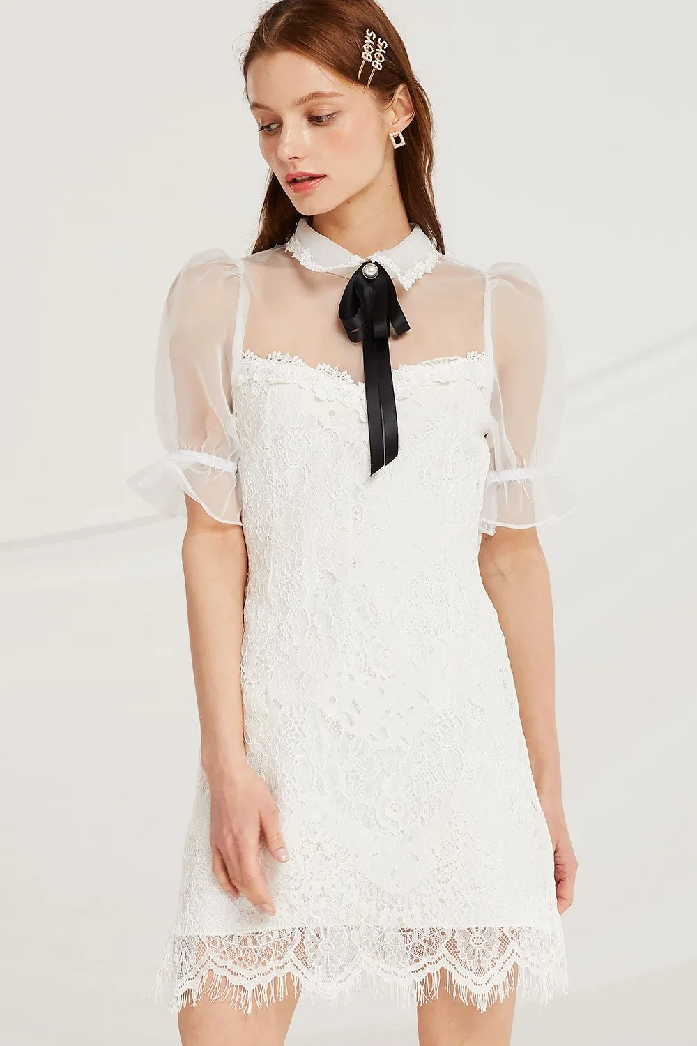 Daisy Lace Dress w/ Organza Top