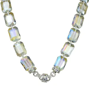 Diva Darling Emerald Cut Magnetic Interchangeable Necklace (Sterling Silvertone/Crystal AB)