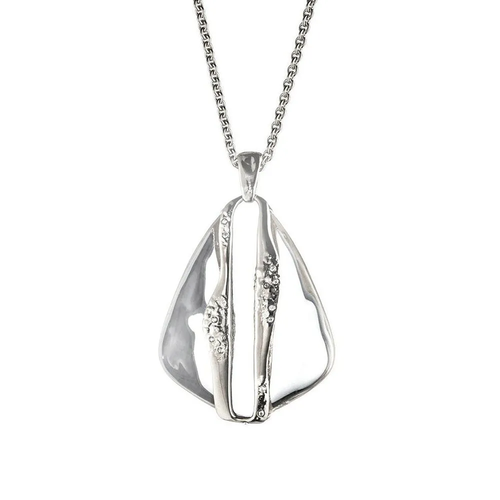 Divided Prism Pendant Framed Silver Necklace