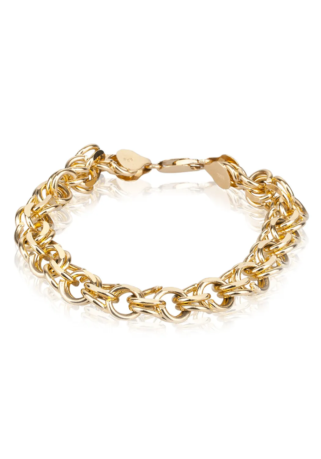 Double Link 14K Yellow Gold Chain Link Bracelet