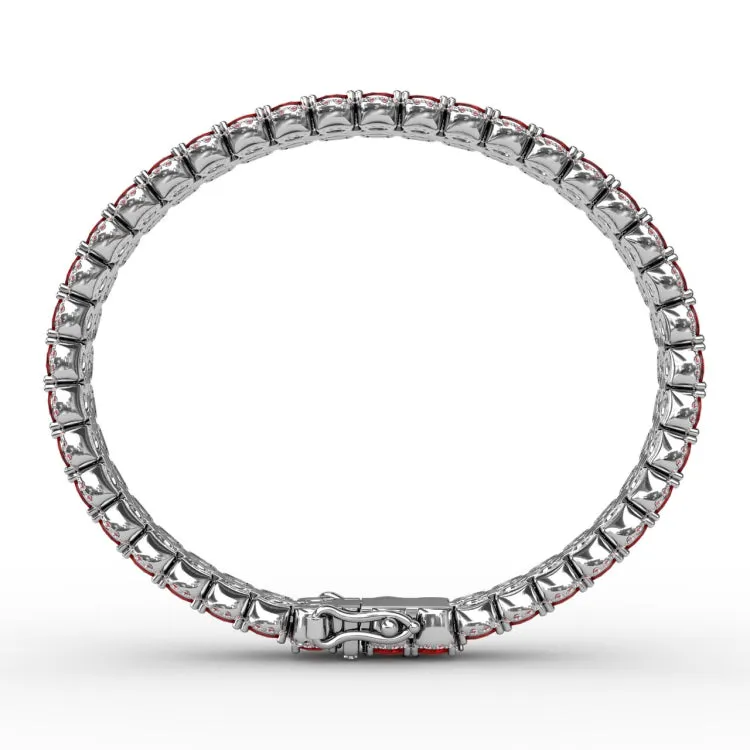 Double Oval Ruby and Diamond Bracelet