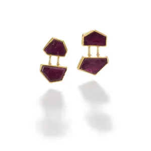 Double Ruby Stud Earrings