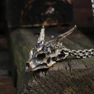 Dragon Sterling Silver Mens Skull Necklace