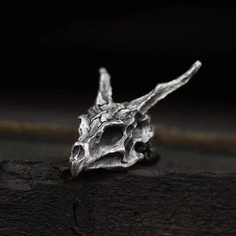 Dragon Sterling Silver Mens Skull Necklace