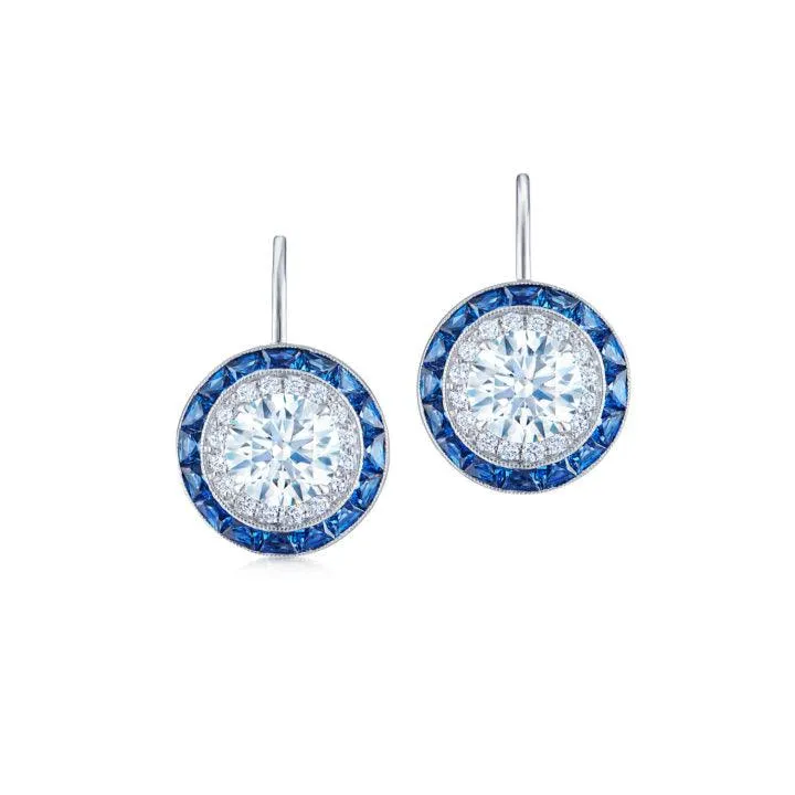 Drop Earrings with Diamonds and Sapphires