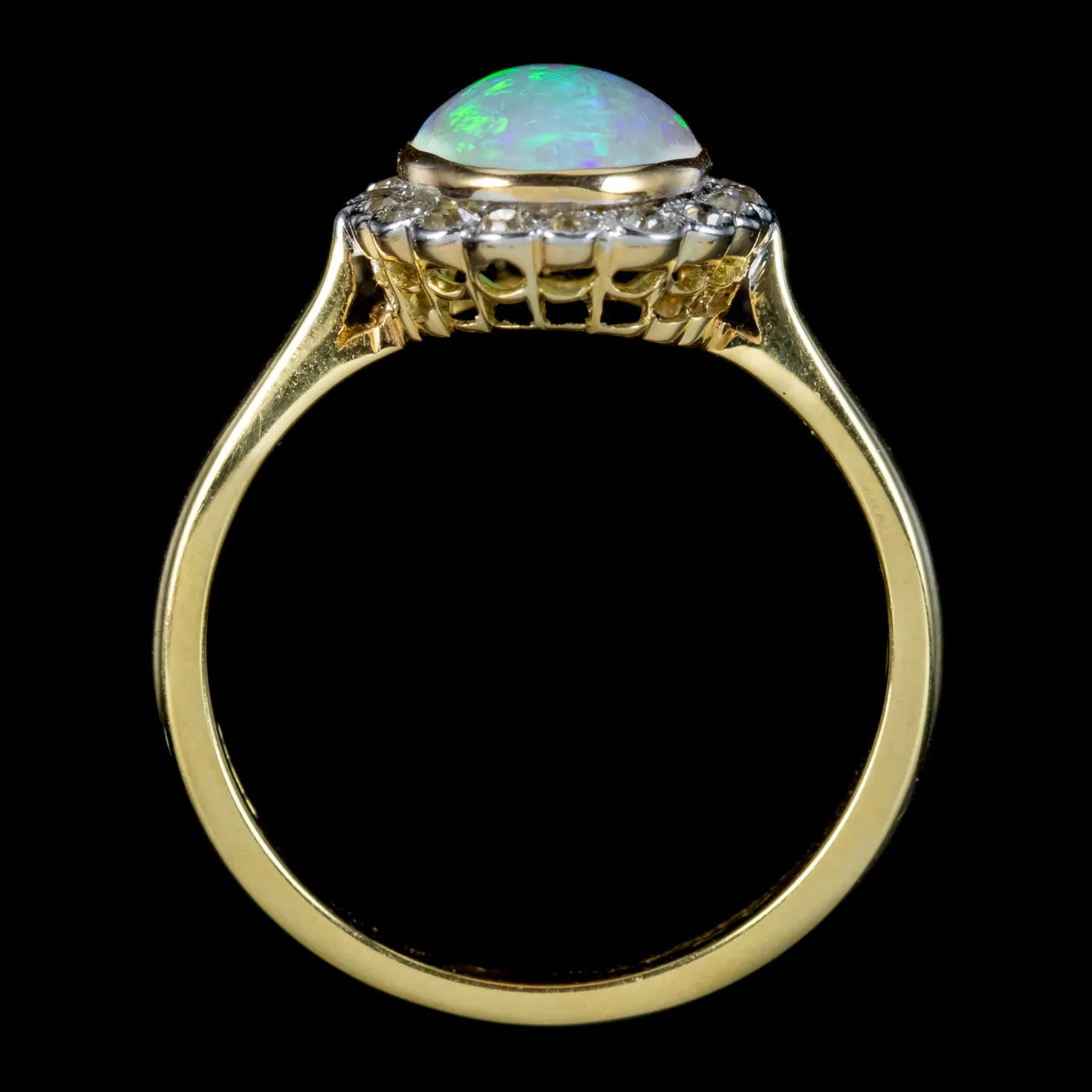 Edwardian Style Opal Diamond Cluster Ring 3ct Opal