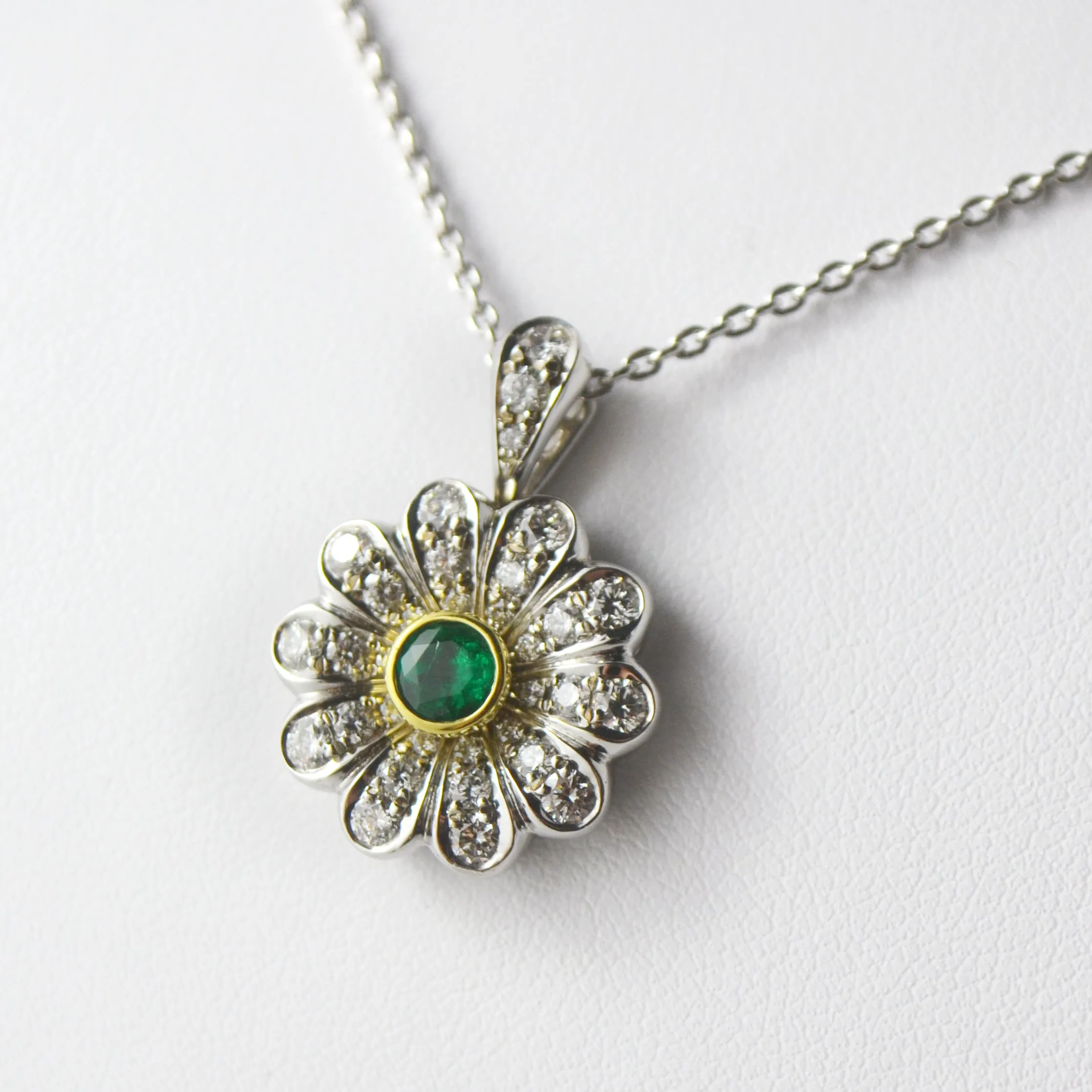 Emerald & Diamond Floral Pendant