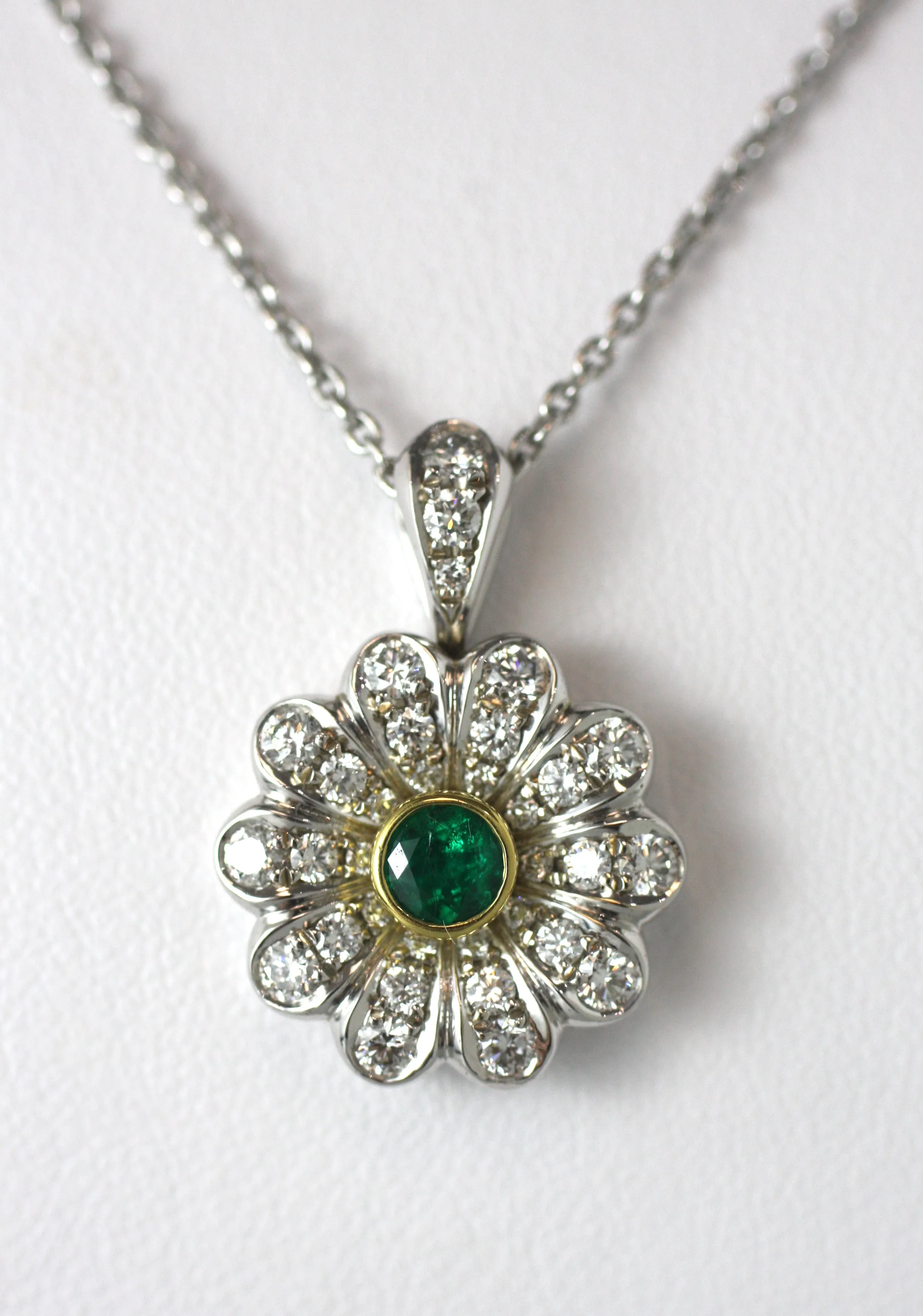 Emerald & Diamond Floral Pendant