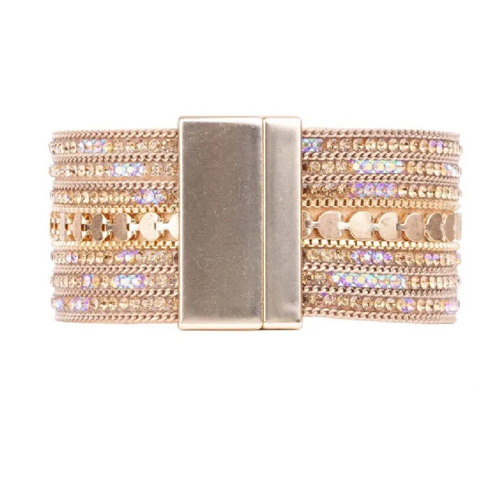 Faux Suede Glistening Gold Bracelet