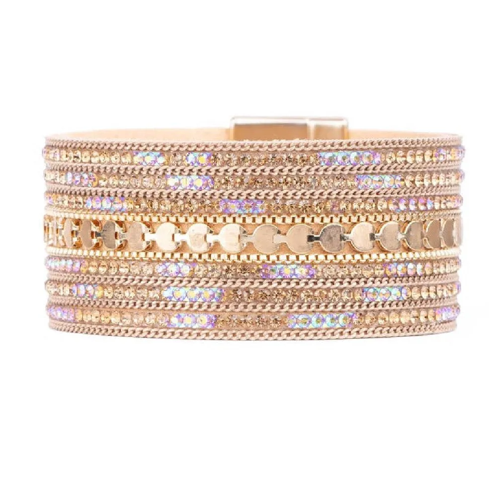 Faux Suede Glistening Gold Bracelet