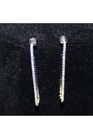 FC Creations Earrings 14K Gold Diamond Paper Clip Posts  | White Gold .046 Carats | Clearance Final Sale