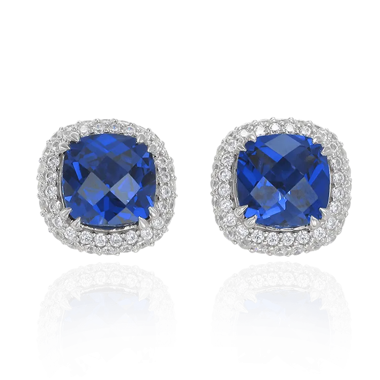 Filigree Cushion Cut Sapphire Earrings