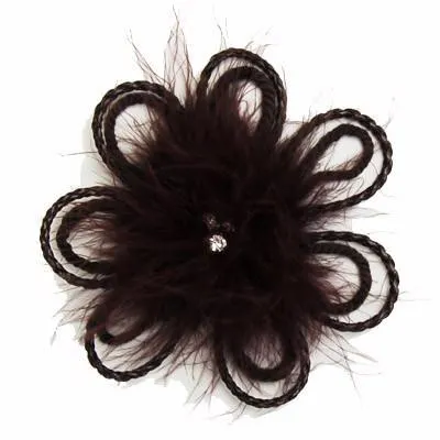 Flower Brooch - Feathers & Cord