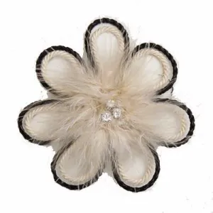 Flower Brooch - Feathers & Cord