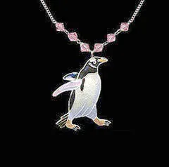 Gentoo Penguin Necklace with Swarovski Crystals