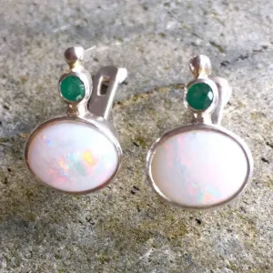 Genuine Opal Earrings - Vintage Opal Earrings - Oval Opal Drop Earrings