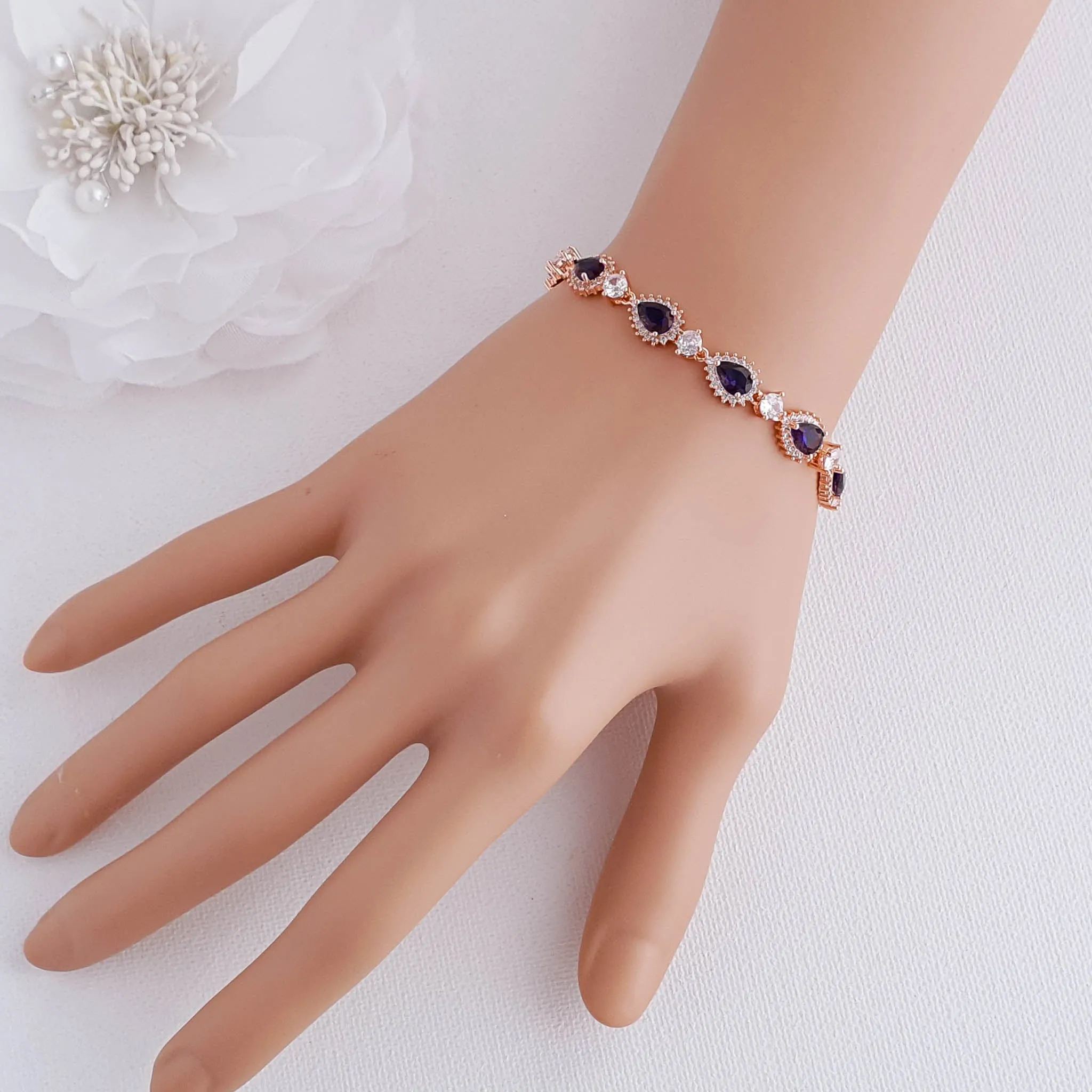 Gold Bracelet with Blue Stones-AOI