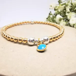 Gold Turquoise Gemstone Bead Bracelet