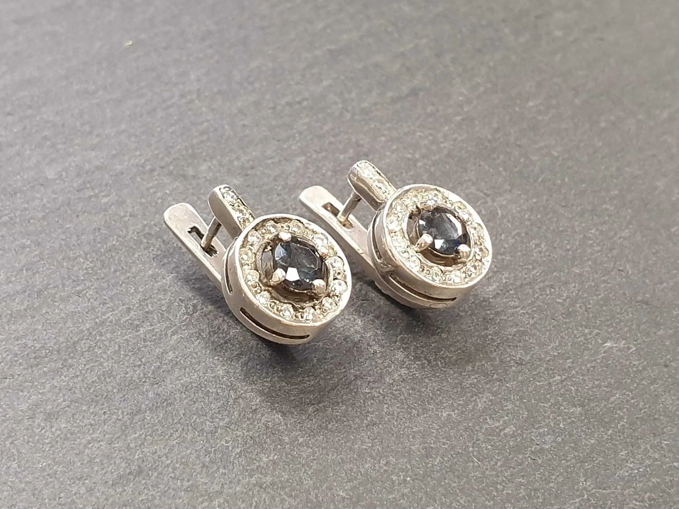 Green Diamond Earrings - Round Diamond Studs - Vintage Drop Earrings