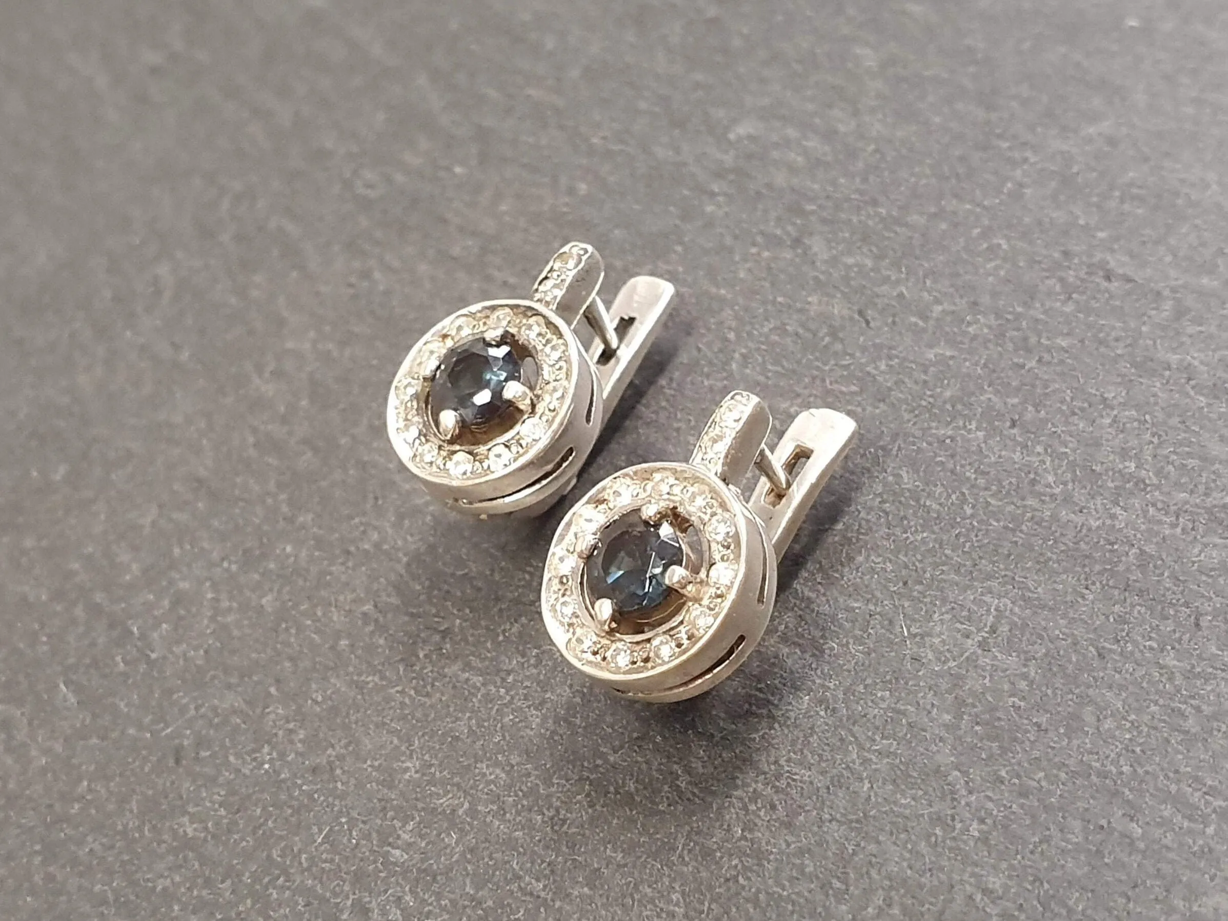 Green Diamond Earrings - Round Diamond Studs - Vintage Drop Earrings