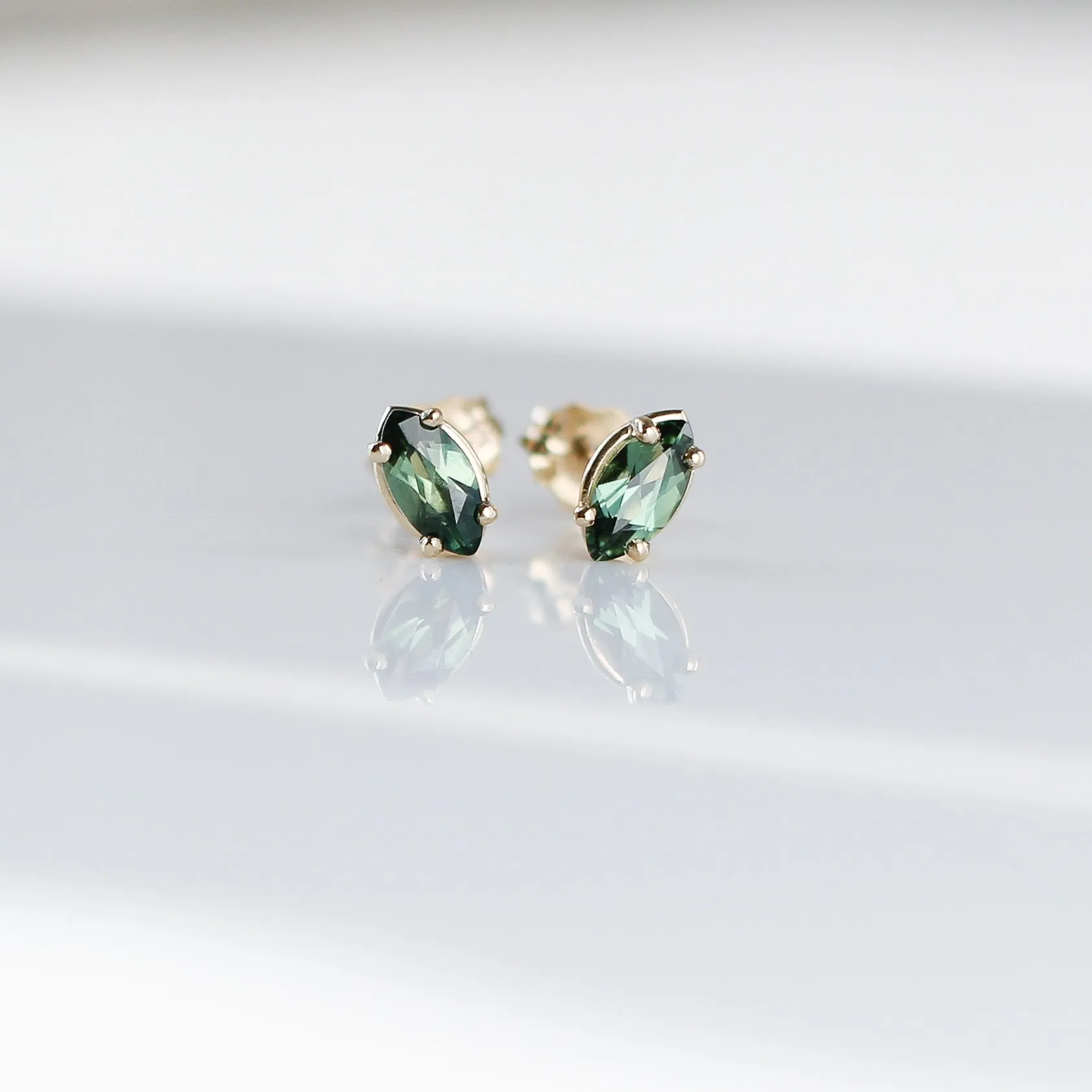 Green Sapphire Marquise Studs