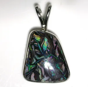 Green solid boulder Matrix Koroit opal pendant