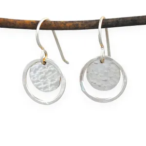 Hammered Halo Earrings - sterling silver