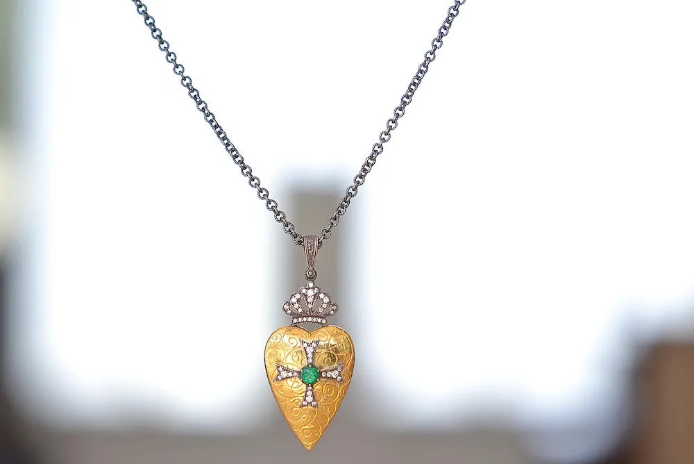 Heart Pendant with Crown Love Locket