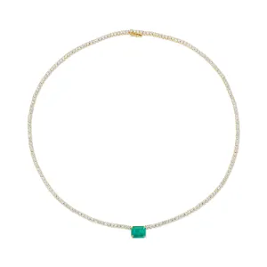 HEPBURN CHOKER WITH EMERALD CUT EMERALD CENTER