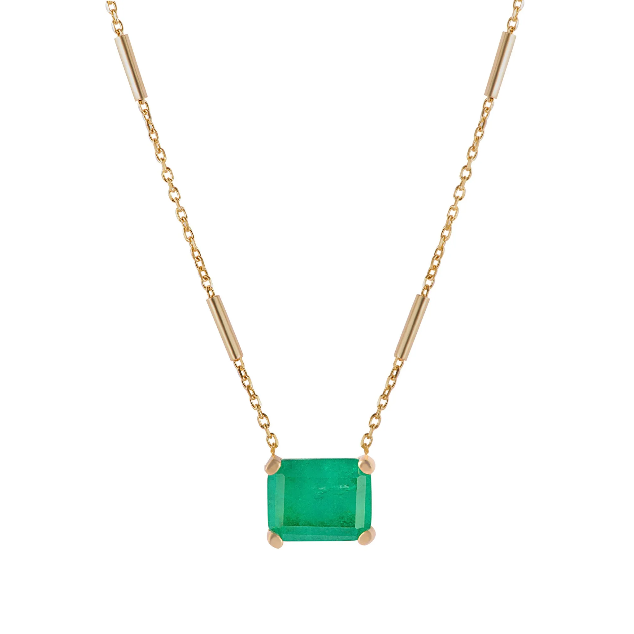 “Ivy” silver gold plated rectangular emerald necklace