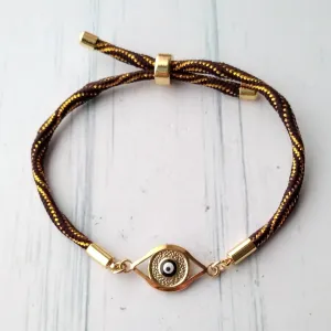 Kelly Evil Eye Metallic Corded Slider Bracelet