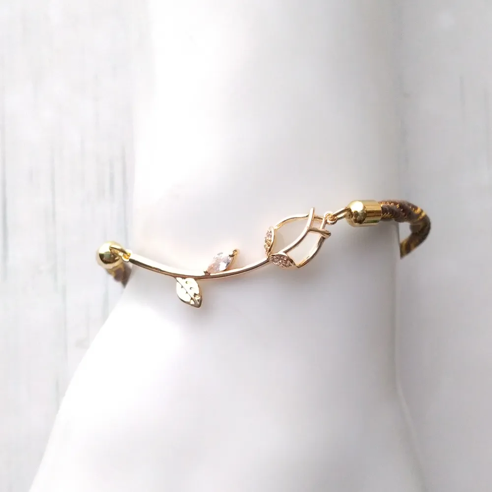 Kelly Moonstone Rose Metallic Corded Slider Bracelet