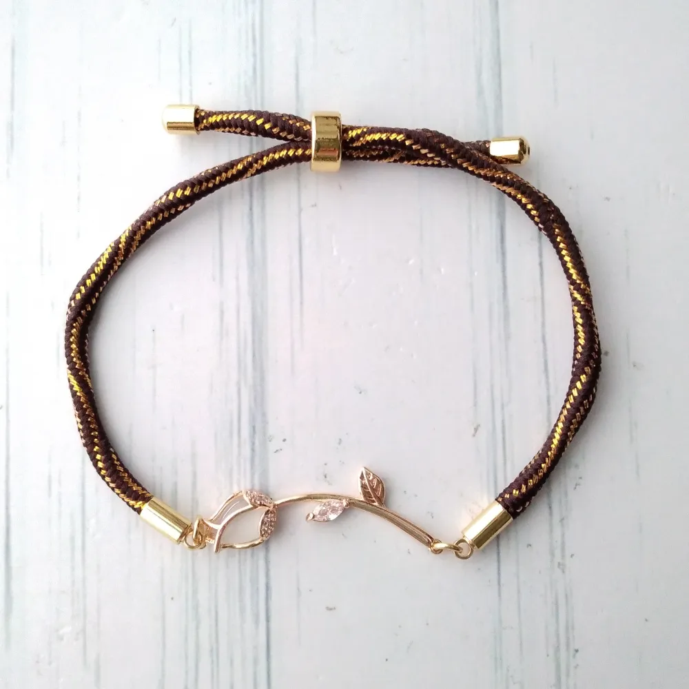 Kelly Moonstone Rose Metallic Corded Slider Bracelet