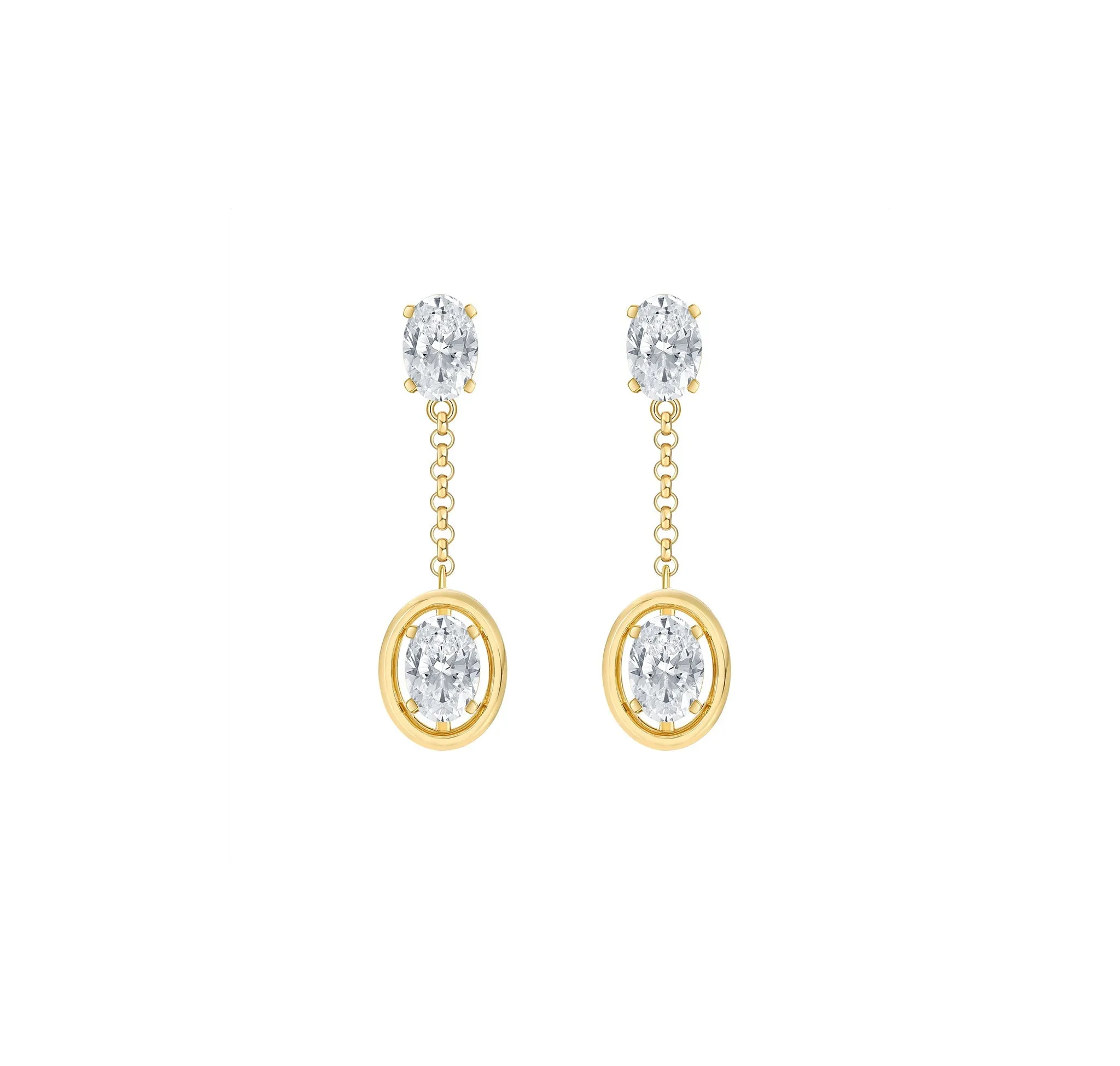 Lab Grown 2.00ctw Oval Drop Diamond Frame Earrings E-03746WHT