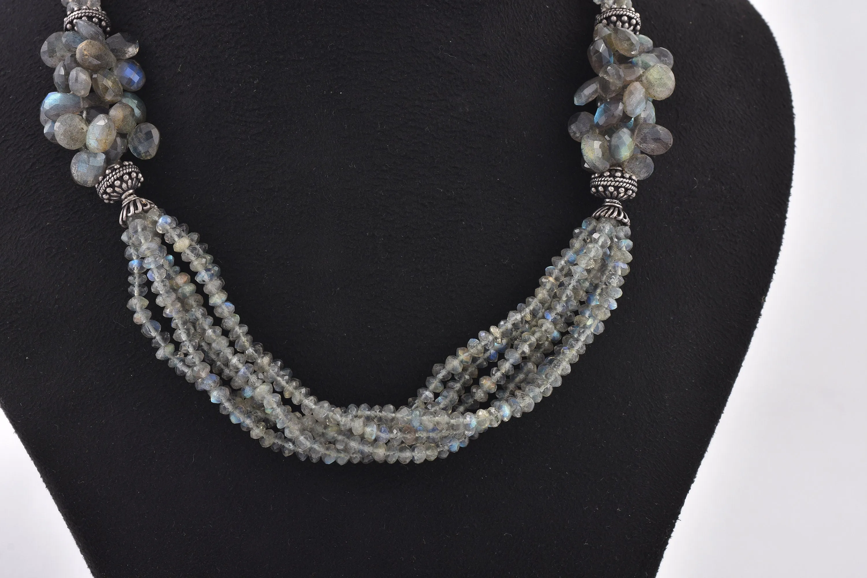 Labradorite Beaded Designer Silver Necklace