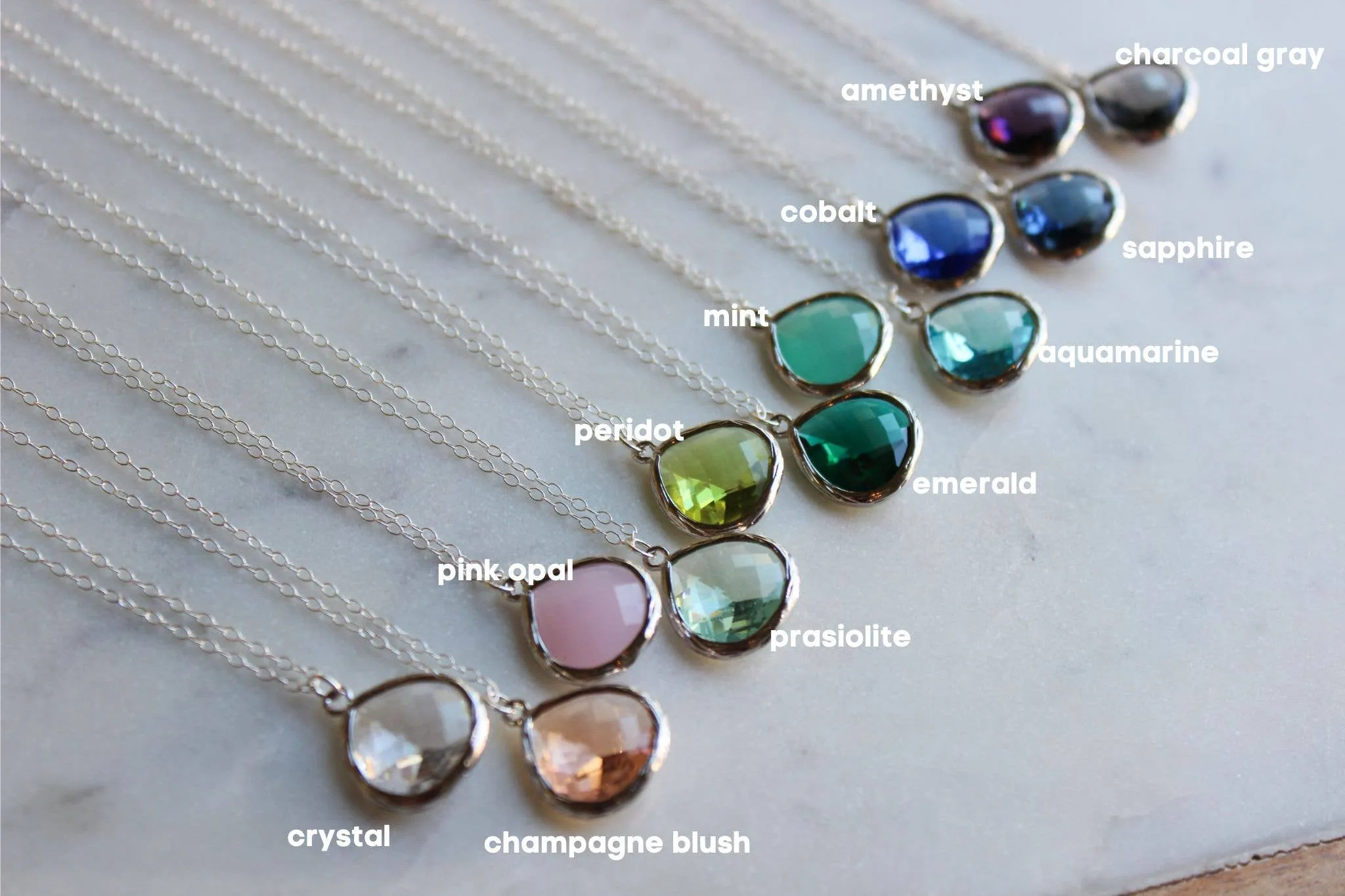 Large Gemstone Glass Necklaces Gemstone Glass Jewelry Silver