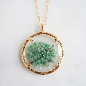 Large Shaker Necklace - 18k Gold Vermeil/Emerald