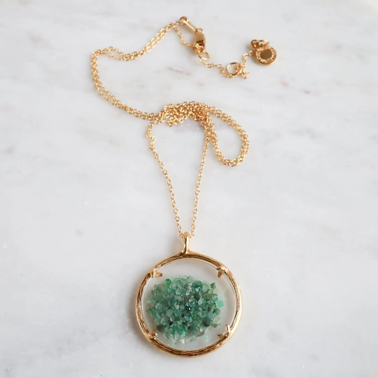 Large Shaker Necklace - 18k Gold Vermeil/Emerald