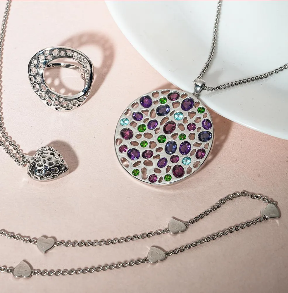 Lattice Disc and Multi Gems Pendant with FREE Chain