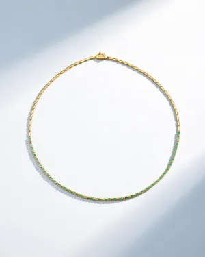 Linear Half Emerald Tennis Necklace