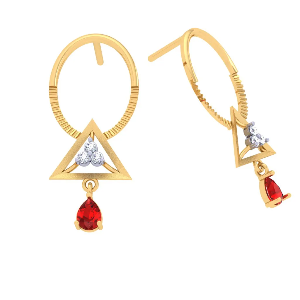 Love Triangle Gold Earrings