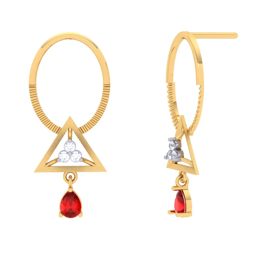 Love Triangle Gold Earrings