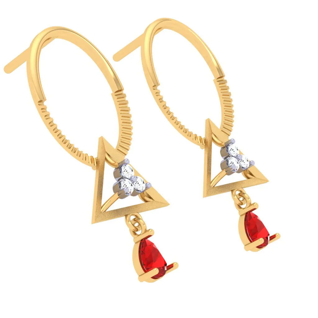 Love Triangle Gold Earrings